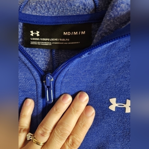 Under Armour Blue Zip Hoodie sz Medium - Picture 3 of 9